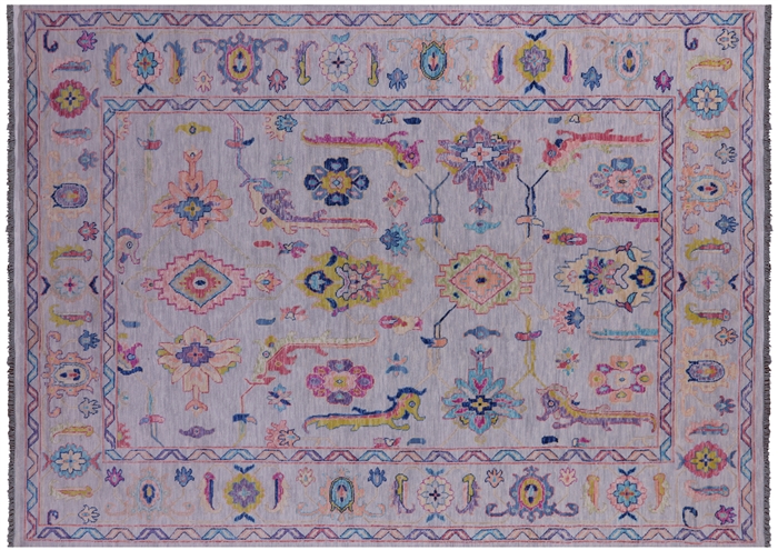 Hand-Knotted Turkish Oushak Rug