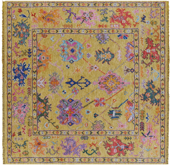 Square Turkish Oushak Hand Knotted Rug