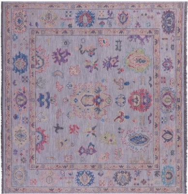 Square Turkish Oushak Handmade Wool Rug