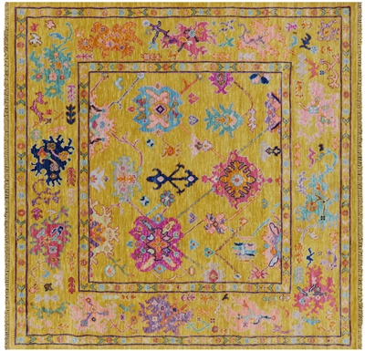 Square Turkish Oushak Handmade Wool Rug