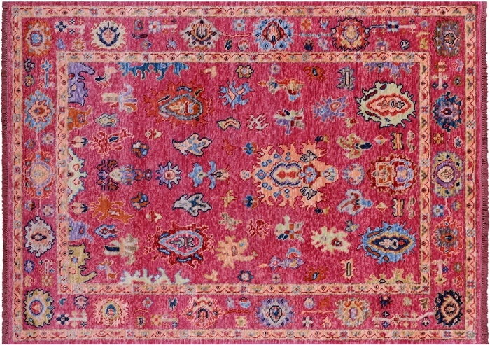 Turkish Oushak Hand-Knotted Wool Rug