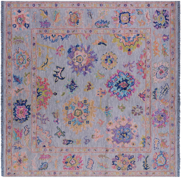 Square Turkish Oushak Handmade Wool Rug