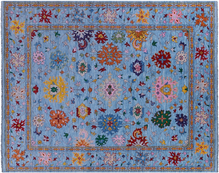 Hand-Knotted Turkish Oushak Wool Rug