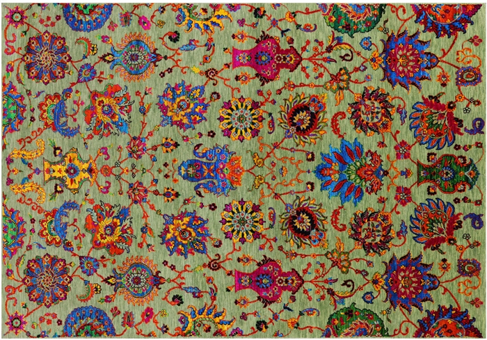 Handmade Wool & Silk Persian Tabriz Rug