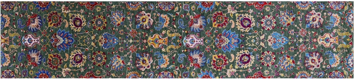 Runner Wool & Silk Persian Tabriz Hand Knotted Rug