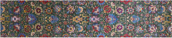 Runner Persian Tabriz Hand Knotted Wool & Silk Rug