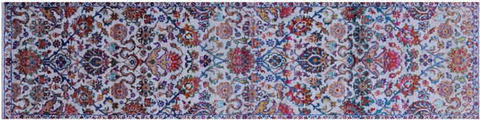 Persian Tabriz Hand Knotted Wool & Silk Runner Rug