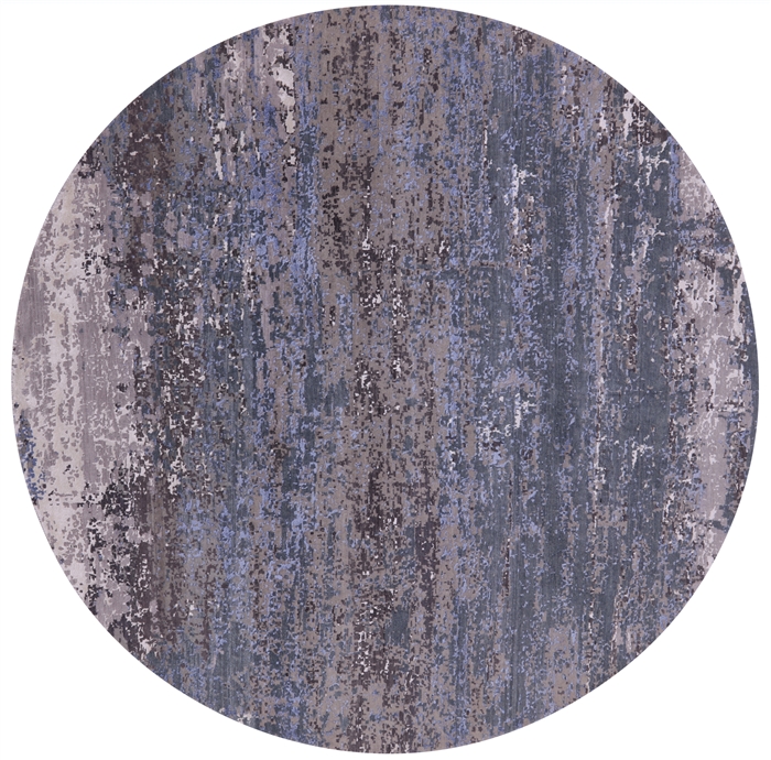 Round Wool & Silk Modern Abstract Hand Knotted Rug