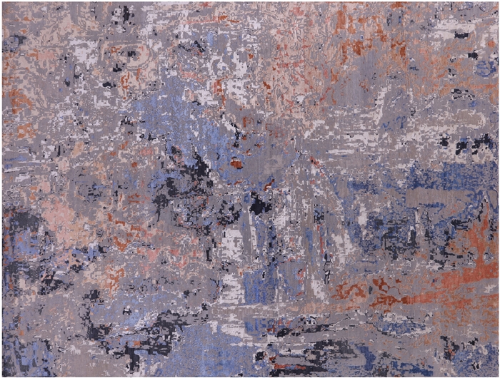 Wool & Silk Abstract Modern Hand Knotted Rug