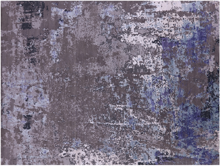 Abstract Modern Hand Knotted Wool & Silk Rug