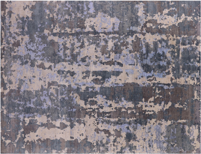 Wool & Silk Abstract Hand Knotted Rug