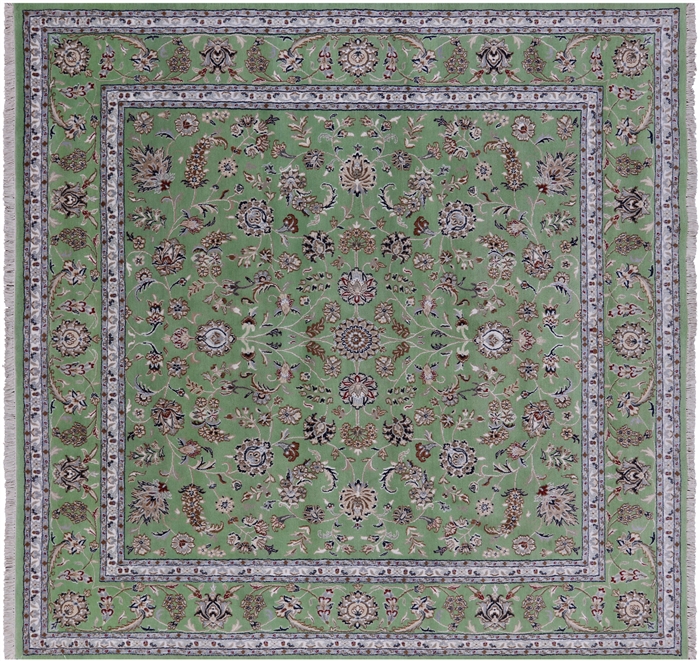 Square  Wool & Silk Persian Nain Handmade Rug