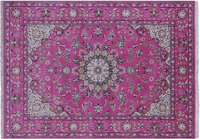 Wool & Silk Persian Nain Handmade Rug