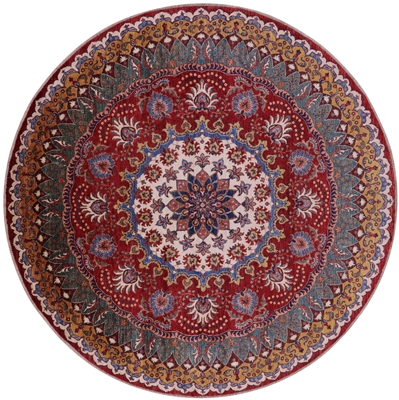 Round Super Heriz Serapi Handmade Wool Rug