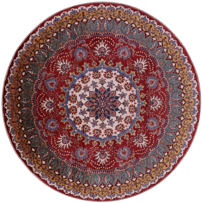 Round Super Heriz Serapi Handmade Wool Rug