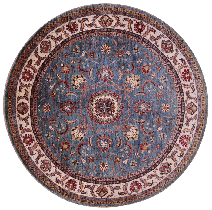 Round Super Heriz Serapi Handmade Wool Rug