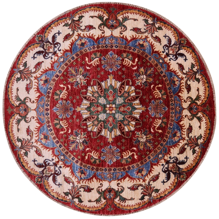 Round Super Heriz Serapi Handmade Wool Rug