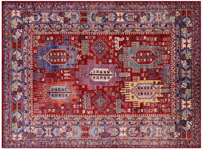 Hand-Knotted Tribal Fine Serapi Wool Rug