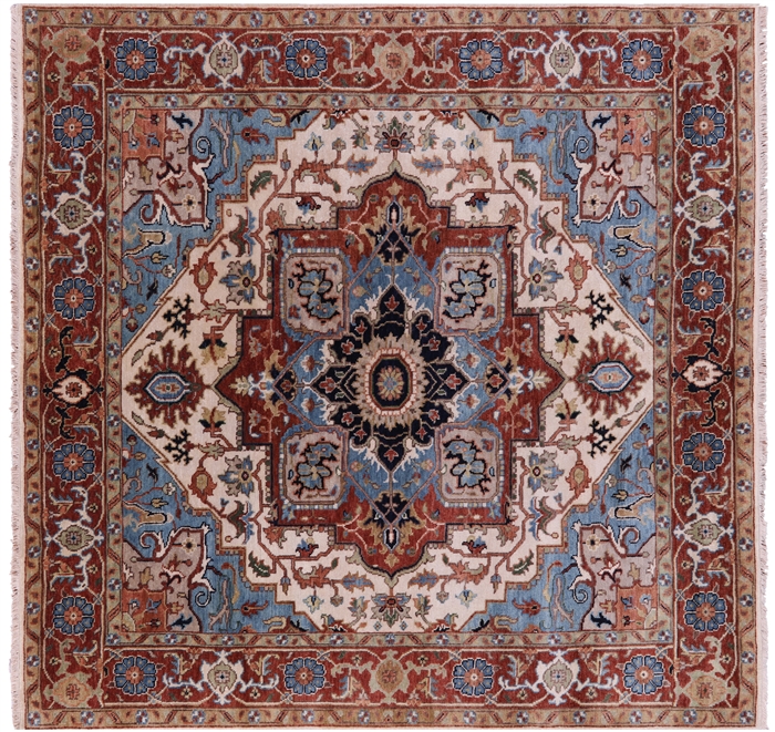 Square Heriz Serapi Hand Knotted Rug