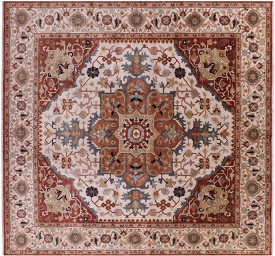 Square Heriz Serapi Hand Knotted Rug