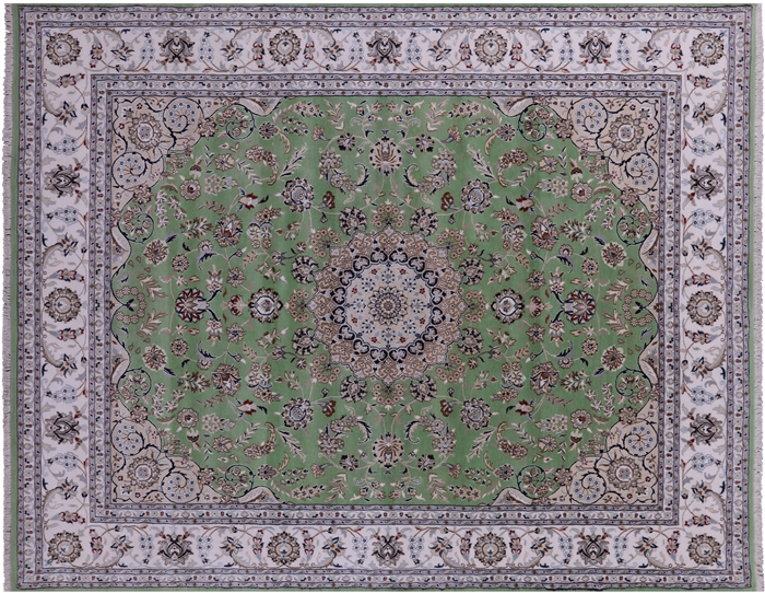 Persian Nain Hand Knotted Wool & Silk Rug