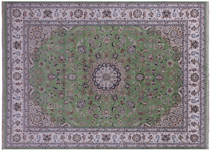 Persian Nain Wool & Silk Handmade Rug