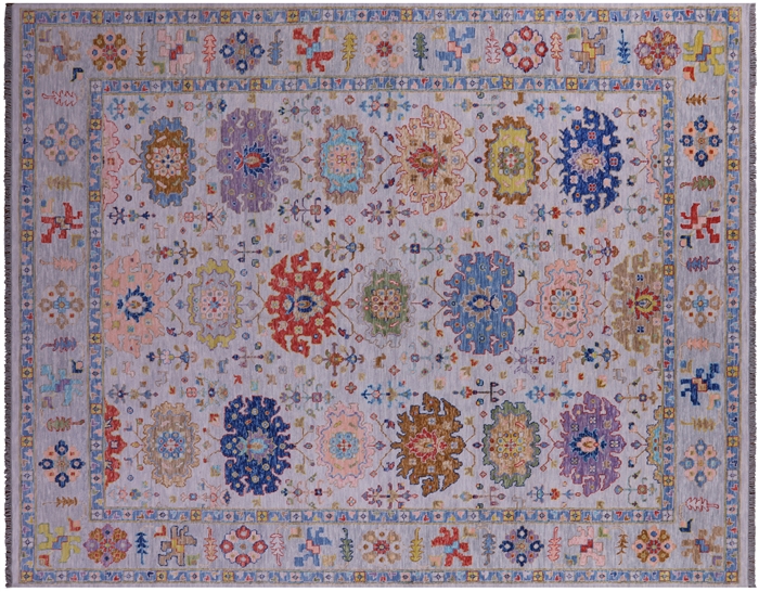 Turkish Oushak Hand-Knotted Wool Rug