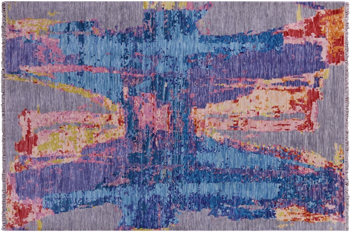 Abstract Modern Hand-Knotted Rug