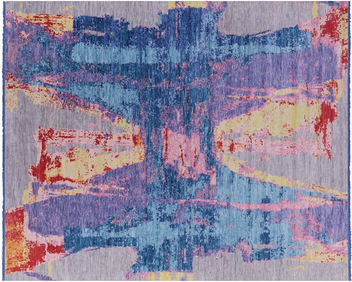 Hand Knotted Modern Abstract Wool Rug