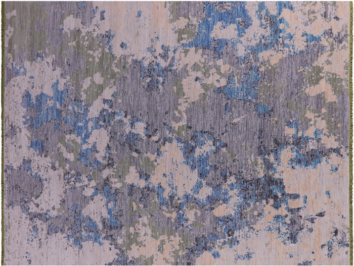 Hand-Knotted Modern Abstract Wool Rug