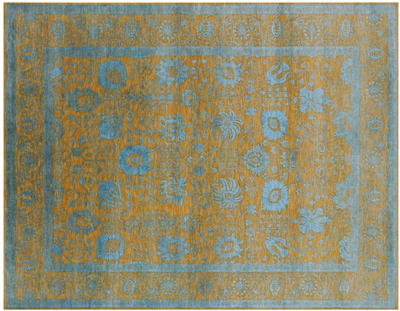 Gold Persian Tabriz Handmade Wool & Silk Rug 8' 1" X 10' 4" - Q21500