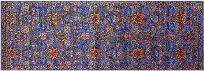 Persian Tabriz Wool & Silk Hand Knotted Runner Rug