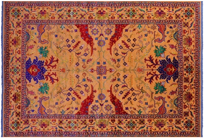 Persian Heriz Serapi Handmade Wool & Silk Rug