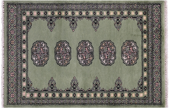 Hand-Knotted Silky Bokhara Wool Rug