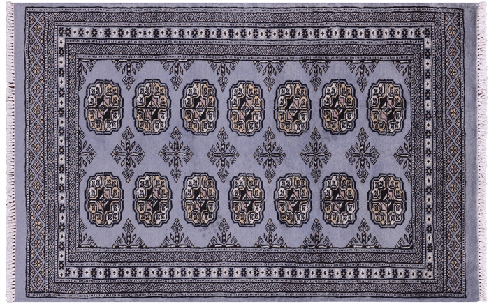 Silky Bokhara Hand-Knotted Wool Rug