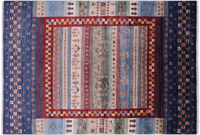 Tribal Persian Gabbeh Hand-Knotted Wool Rug