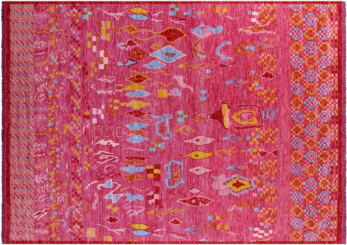 Pink Moroccan Handmade Wool Rug