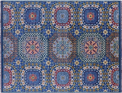 Blue 8' 11" X 11' 8" Mamluk Hand Knotted Wool Rug - Q22312