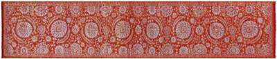 Orange Persian Tabriz Handmade Wool & Silk Runner Rug