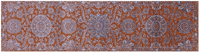 Orange Hand Knotted Persian Tabriz Wool & Silk Runner Rug