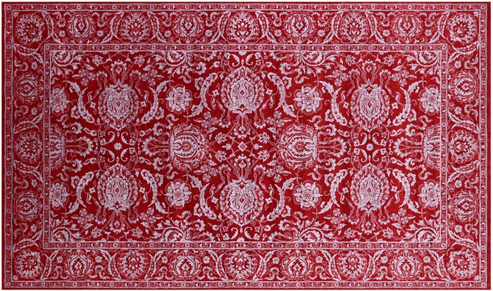 Red Handmade Persian Tabriz Wool & Silk Rug