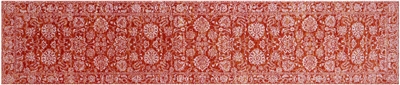 Orange Runner Persian Tabriz Handmade Wool & Silk Rug