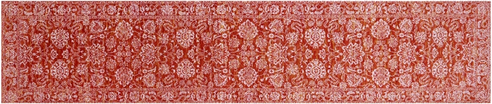 Orange Runner Persian Tabriz Handmade Wool & Silk Rug