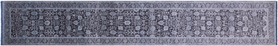 Grey Runner Wool & Silk Persian Tabriz Handmade Rug