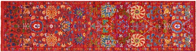 Orange Persian Tabriz Handmade Wool & Silk Runner Rug