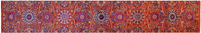 Orange Runner Hand Knotted Persian Tabriz Wool & Silk Rug