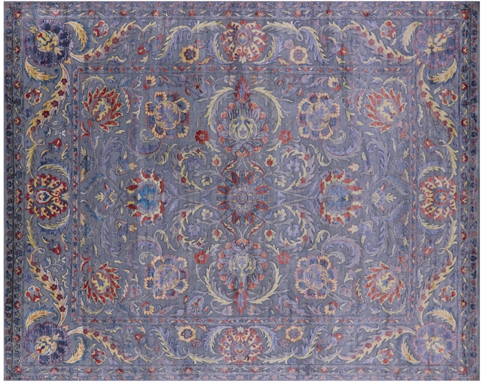 Grey Handmade Wool & Silk Persian Tabriz Rug