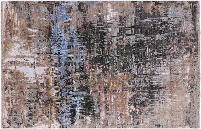 Hand-Knotted Contemporary Wool & Silk Area Rug