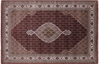 Wool & Silk Persian Tabriz Hand Knotted Rug