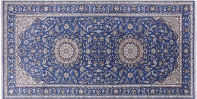 Hand-Knotted Persian Nain Wool & Silk Rug